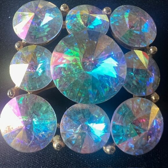 Vintage Weiss Aurora Borealis Rhinestone Brooch – Mid-Century Sparkle - Picture 15 of 17